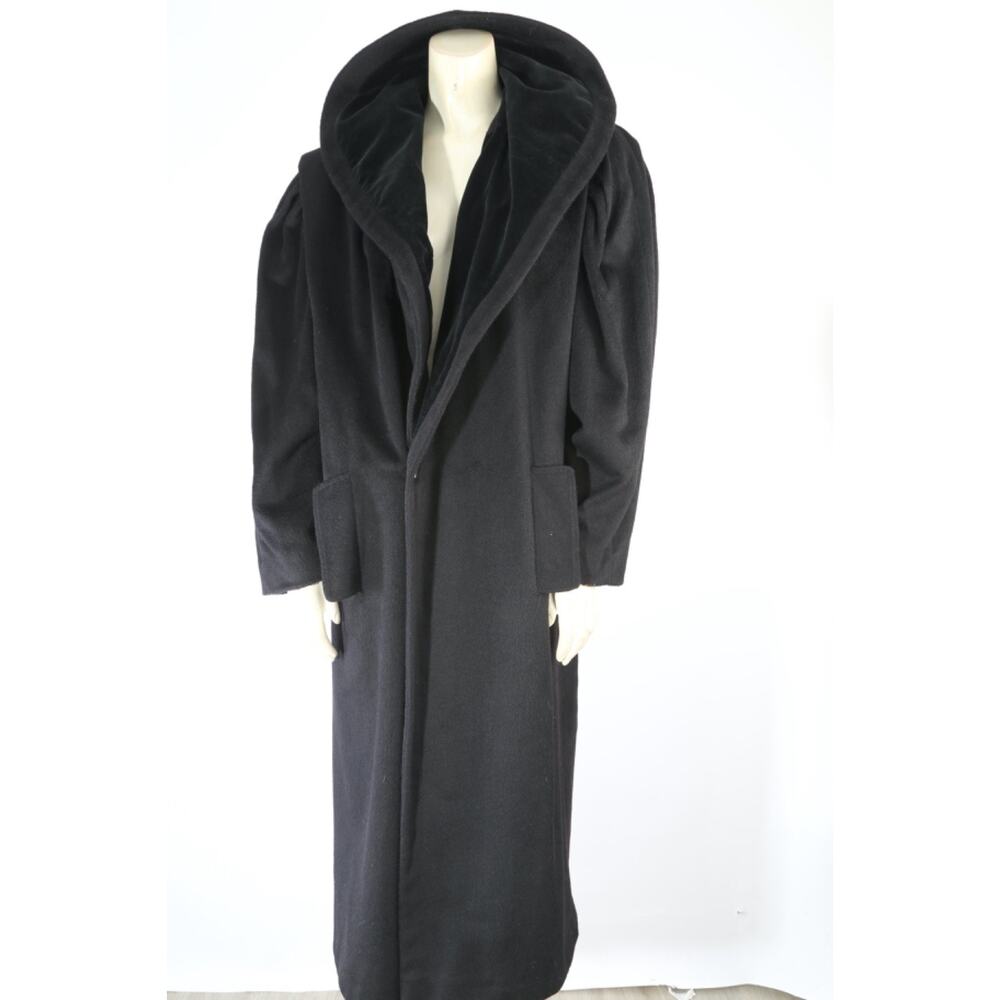 Vintage Jonathan Michael Black Wool Coat Oversized Long Duffle Coat Size L